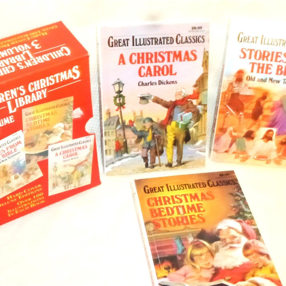 1990 Great Illustrated Classic Children's CHRISTMAS Library BOOK SET Stories